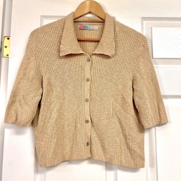 Free People FP Beach Linen Rosemary cropped Sweater in Beige Neutral womens L - Picture 1 of 11